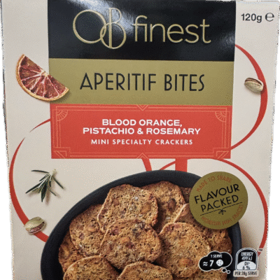 OB Finest Aperitif Bites Blood Orange Pistachio & Rosemary Crackers 120g